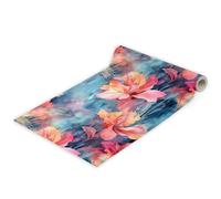 Papier Peint Autocollant Aquarelle Fleur Rouge Bleu Foncé 45 * 300Cm Adhesif Pour Meuble Vinyle Papier Peint Autocollant Imperméable Pour Armoires Murs Salon Chambre