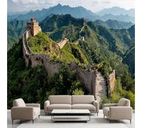 Papier Peint Autocollant Architecture Chinois Paysage, Grande Muraille of China Decoration Stickers Muraux , Spectaculaire Montagne Vinyle Murale Poster pour Chambre Salon Cuisine Meuble 300 x 210 cm