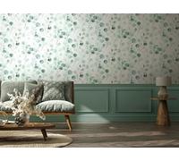 Papier peint autocollant, aspect floral, vert, motif feuilles, pour mur et meubles, 6,00 x 0,53 m