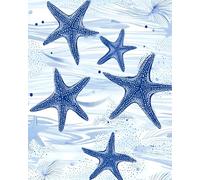 Papier peint autocollant bleu bohème étoile de mer aquarelle poisson côtier simple plage étoile de mer mur mural pour salle de bain vinyle imperméable autocollant amovible locataire dortoir 44,5 x 300