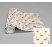 Papier Peint Autocollant Flamant Rose Doré Et Blanc 45 * 300Cm Adhesif Pour Meuble Vinyle Papier Peint Autocollant Imperméable Pour Armoires Murs Salon Chambre