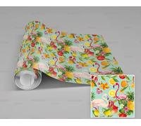 Papier Peint Autocollant Flamingo Fruit Blue 45 * 300Cm Adhesif Pour Meuble Vinyle Papier Peint Autocollant Imperméable Pour Armoires Murs Salon Chambre