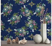 Papier Peint Autocollant Fleurs Bleu Foncé 45 * 300Cm Adhesif Pour Meuble Vinyle Papier Peint Autocollant Imperméable Pour Armoires Murs Salon Chambre