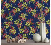 Papier Peint Autocollant Fleurs Et Branches Bleu Foncé 45 * 300Cm Adhesif Pour Meuble Vinyle Papier Peint Autocollant Imperméable Pour Armoires Murs Salon Chambre