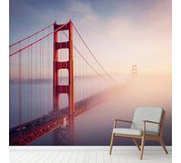 Papier Peint Autocollant Golden Gate Bridge Brouillard, Ville Paysage Decoration Stickers Muraux, San Francisco Vinyle Murale Poster pour Chambre Salon Cuisine Adhesif Meuble 300 x 210 cm