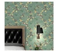 Papier peint autocollant motif Le fond vert, Couleur or fleur, Rouge feuille, Papiers peints, auto-adhésif, vinyle, revêtement mural, imperméable, film adhésif pour meubles, mur(44x1000 cm 17x393 in)