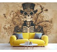 Papier peint autocollant motif tête de mort pour salon, papier peint rétro gothique pour chambre à coucher, décoration murale hippie, grande décoration d'intérieur, 200 x 140 cm