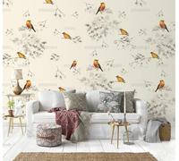 Papier Peint Autocollant Oiseau En Bambou Jaune Clair 45 * 300Cm Adhesif Pour Meuble Vinyle Papier Peint Autocollant Imperméable Pour Armoires Murs Salon Chambre