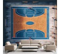 Papier Peint Autocollant Terrain de Basket Sports 256x350 cm Ball Sports Stade Papier Peint Mural Panoramique Wallpaper Pour Salon Chambre Décoration Murale