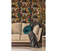 Papier Peint Avec Des Animaux Dans Un Style Jungle - Coloré, Orange, Bleu