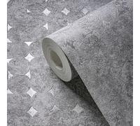 Papier peint gris, imitant un mur en béton avec un motif gaufré brillant, vlies, rouleau : 10,05 m x 0,53 m (5,33 m²), TA-305396565
