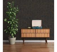 Papier Peint Avec Motif De Collines À L'Horizon - Noir, Argent