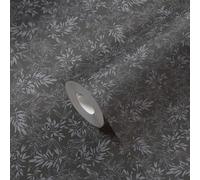 Livingwalls - Papier peint - Motif de feuilles - Structure en mousse - Noir/Gris