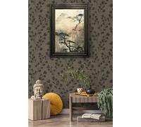 Papier Peint Avec Motif De Feuilles - Marron, Noir