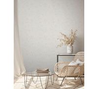 Papier Peint Avec Motif Floral - Gris, Blanc