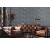 Papier Peint Avec Motif Géométrique Floral En Aspect Feuille - Noir, Anthracite