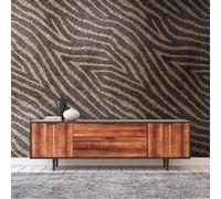 Papier Peint Avec Motif Rayé Dans Des Tons Terre - Marron, Beige