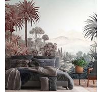Papier Peint Avec Paysage Tropical De Jungle Et Dégradé Léger