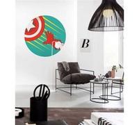 Papier Peint - Avengers Captains Shield Pop Art 125x125cm - Rond - Intissé - Adhésif, Multicolors