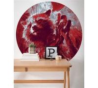 Papier Peint - Avengers Painting Rocket Raccoon 125x125cm - Rond - Intissé - Adhésif, Multicolors