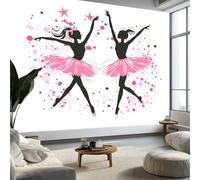 Papier Peint Ballet De Style Clipart Papier Peint Panoramique Mural 200x140 cm Affiche Géante Décoration pour Salon Chambre Chambre D'Enfant Décoration Murale, Blanc