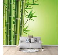 Papier Peint Bambou 3D Auto Adhesif Panoramique Mural Vert Papier Peint en Soie Poster XXL Décoration Murale Salon Chambre 300x210 cm B-0369