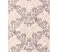 Papier peint baroque EDEM 1026-13 papier peint vinyle texturé avec des ornements et des accents métalliques crème beige argent 5,33.