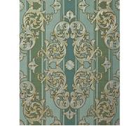 Papier peint baroque EDEM 580-35 texturé aspect textile métalliques vert vert-pin or nacré argent 5,33 m2.