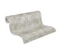 Papier Peint Baroque New Life A.S. Création Papier peint intissé 10.05 m x 0.53 m Beige Crème Gris Fabriqué en Allemagne 376814 37681-4