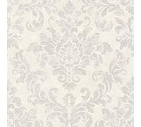 Papier peint baroque | Papier peint damassé 374133 | Papier peint blanc pastel rosé | Déco papier peint chambre & couloir | Papier peint chic