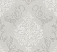 Papier peint baroque Profhome 953721-GU papier peint intissé légèrement texturé au style baroque satiné gris blanc gris argent 5,33 m2