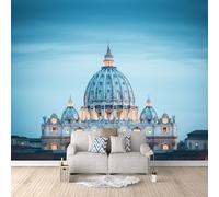 Papier Peint Basilique Saint-Pierre 500x280 cm Papier Peint Panoramique Effet 3D, Peinture Murale intissé Grande, pour Moderne Salon Chambre TV Fond