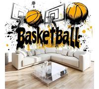 Papier Peint Basket-Ball 3D Auto Adhesif Panoramique Mural Sportif Papier Peint en Soie Poster XXL Décoration Murale Salon Chambre 300x210 cm A-4254