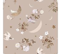 Papier peint bébé Dekornik Birds In The Night Sky Beige 280x100 cm