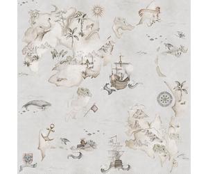 Papier peint bébé Dekornik Map Stories From The Sea Color Beige 280x100 cm