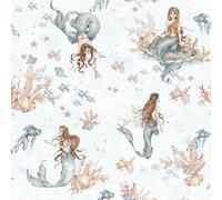 Papier peint bébé Dekornik Mermaids In Waves Light Bleu 280x100 cm