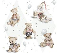 Papier peint bébé Dekornik Teddy Bear French/Toys From The Attic Blanc 280x100 cm