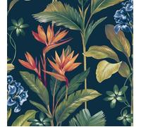 Oliana Papier Peint Floral Bleu Marine Belgravia 8487