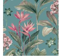 Oliana Papier Peint Floral Doux Sarcelle Belgravia 8486