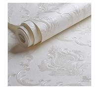 Papier Peint Blanc de papier peint de damassé en relief blanche salon fond floral motif floral papier peint de mur texturé décoration de maison 10m rouleau