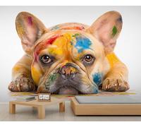 Papier peint bouledogue français mignon bouledogue français salle à manger papier peint amusant animal chien peintures murales pour murs chambre à coucher salon chambre à coucher mural 250 x 175 cm