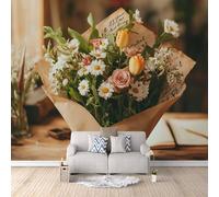 Papier Peint Bouquet D'enveloppes 150x105 cm Papier Peint Panoramique Effet 3D, Peinture Murale intissé Grande Fleurs, pour Moderne Salon Chambre TV Fond