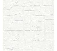 Papier peint brique pierre imitation Tapisserie 204042 20404-2 A.S. Création Dekora Natur 6 | Blanc | Rouleau (10,05 x 0,53 m) = 5,33 m²