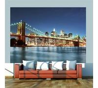 Papier peint Brooklyn Bridge scintillant dans la nuit-Taille L 300 x H 231 cm Imprimé G