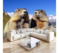 Papier Peint Capybara 3D Auto Adhesif Panoramique Mural Animal Papier Peint en Soie Poster XXL Décoration Murale Salon Chambre 250x175 cm A-5527