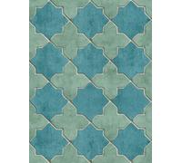 Papier Peint Carrelage Mosaïque - Bleu, Vert, Beige