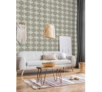 Papier Peint Carrelage Mosaïque - Gris, Crème