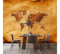 Papier Peint Carte du Monde 3D Auto Adhesif Panoramique Mural Vintage Papier Peint en Soie Poster Trompe L'oeil Décoration Murale Salon Chambre 150x105 cm A-6073