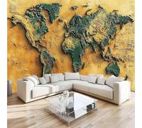 Papier Peint Carte Du Monde Rétro 3D Panoramique intissé Murale Papier Peint xxl Fresque Murale Moderne pour Salon Chambre, Peinture Murale Décorative 500x280cm yf 127