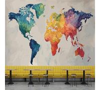 Papier Peint Carte Du Monde Rétro 3D Panoramique intissé Murale Papier Peint xxl Fresque Murale Moderne pour Salon Chambre, Peinture Murale Décorative 300x210cm yf 158